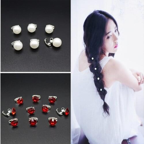 10PCS/Lot Hair Claws Girls Small Pearl Crystal Flowers Metal Hair Clips Women Wedding Bridal Mini Headwear Hair Accessories