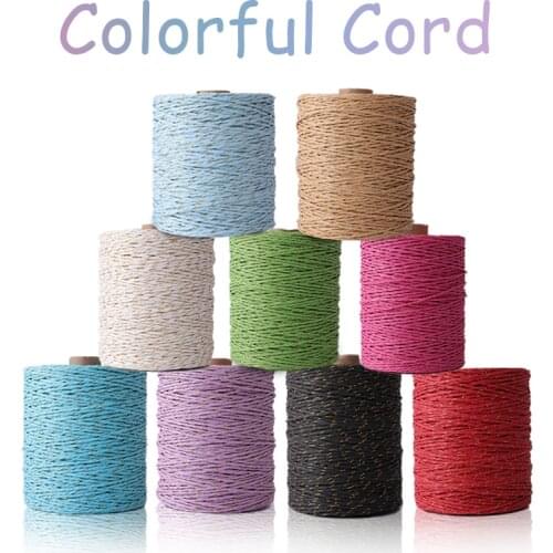 280Meter Raffia Straw Gold Line Cotton Yarn Crochet Yarn For Diy Knitting Summer Straw Hat Handbags Cushions Handcrafts Material