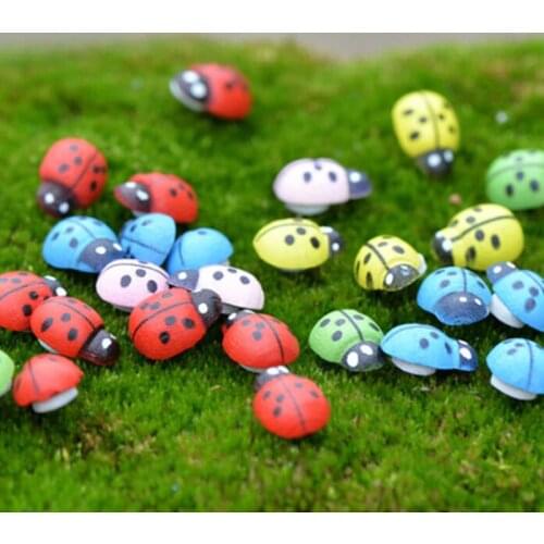 50Pcs Miniature Ladybug Decorations Resin Crafts DIY Little Garden Decor