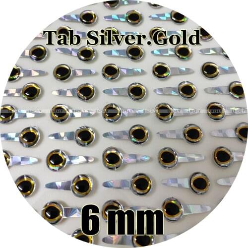 6mm 3D Tab Silver.Gold / 300 Soft Molded 3D Holographic Fish Eyes, Fly Tying, Jig, Lure, Craft