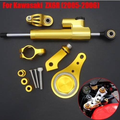 Motorcycle CNC Stabilizer Damper Complete Steering Mounting Bracket For KAWASAKI ZX6R 2005 2006