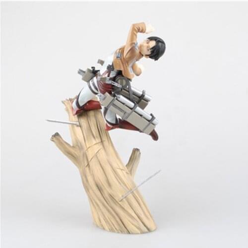 Anime Attack on Titan Captain Levi Ackerman Trunk Standing Posture Battle Scene Action PVC Figure Collectible Toy Figurine 28cm