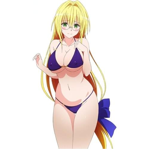 Anime Sexy Beauty Girl with Bikini and Yellow Long Hair Funny Car Stickers Styling Removable Vinyl Waterproof Decal Kk15*9cm