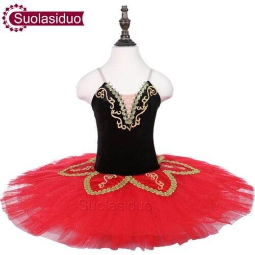 Girls Red Ballet Tutu The Black Swan Performance Stage Wear Children Ballet Dance Competition Costumes Women Ballet Skirt