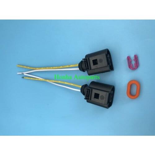 Free shipping 5/10/20/50/100 pcs 2 Pin Fog Light Lamp Wiring Plug Pigtail Connector 1J0973722 1J0 973 722 with 15cm 3.5