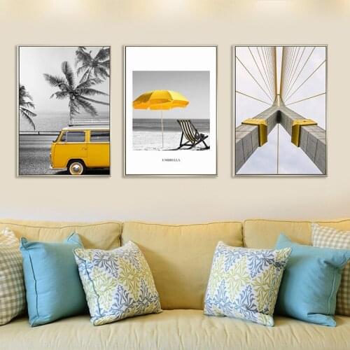 Frameless Simple Nordic Living Room Home Decoration Bedroom Room Beach Landscape Summer Printing Canvas Hanging Painting Core