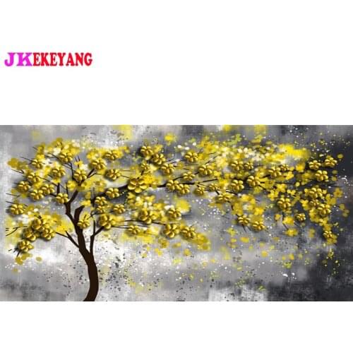 Large 5D Diy diamond painting Golden tree and flower Diamond Mosaic Rhinestone Embroidery cross stitch Y4638