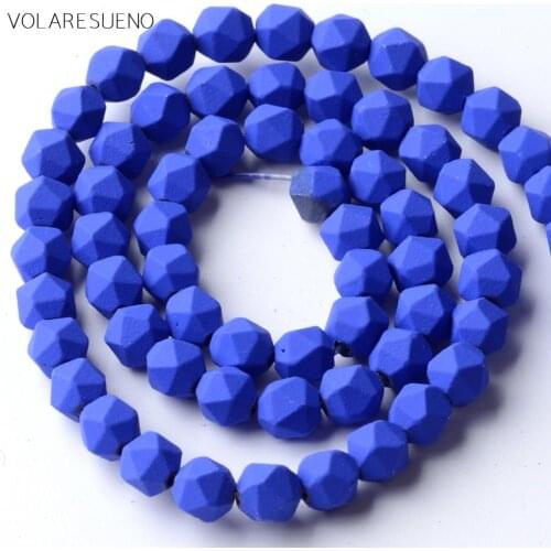 6mm Natural Matte Faceted Blue Hematite Stone Loose Beads For Jewelry Making Spacer Beads Diy Bracelet Strand 15"