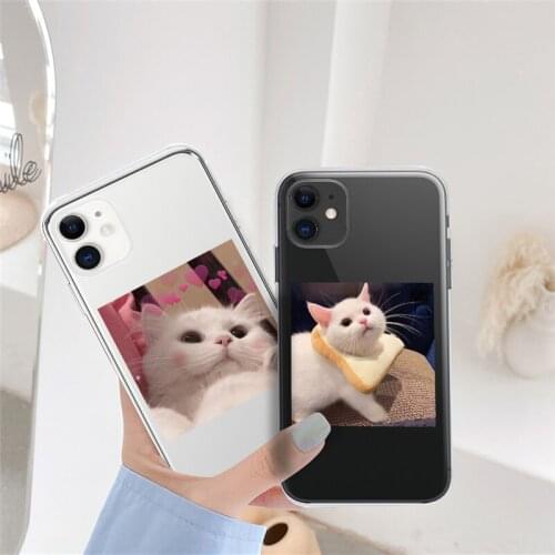 Cute Cartoon Cats Case For iPhone 11 Pro Max 12 Pro Max 7 8 Plus X XR XS Max SE2020 12 Mini Transparent Shockproof Back Cover