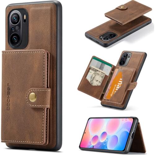 For XiaoMi Poco F3 RedMi K40 Pro Leather Case with Magnetic Wallet Leather Small Wallet in Kickstand Card Holder Designed Cover