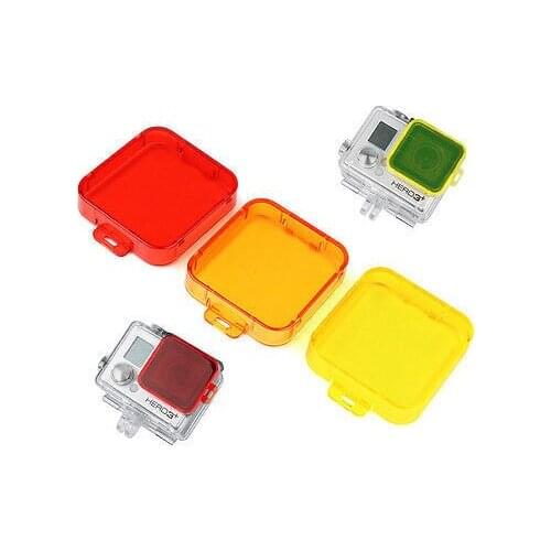 Color lens filter Cap cover 3 pcs /set for GoPro Hero 3+ 3 plus cameras Red Yellow Orange