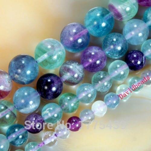 Factory Price Natural Stone Colorful Fluorite Round Loose Beads 16" Strand 4mm 6mm 8mm 10mm 12MM Pick Size For Jewelry Making