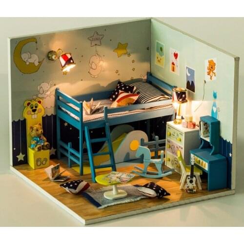 DIY Wooden Doll House Room Box Handmade 3D Dollhouse Wood Childhood room Toys Girl Gifts