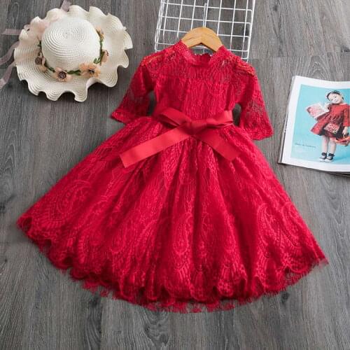 3 6 8 Years Girls Winter Costumes Kid Lace Fluffy Dress Children Evening Prom Dress Birthday Gift Clothing Girls Causal Clothes