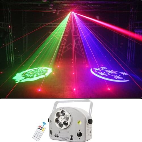 Dj Light 4 IN 1 Effect Remote 6 Bee Eye Led R/G Laser Strobe Image Line Scans Dance Bar Home Party Disco Wedding Effect Lighting