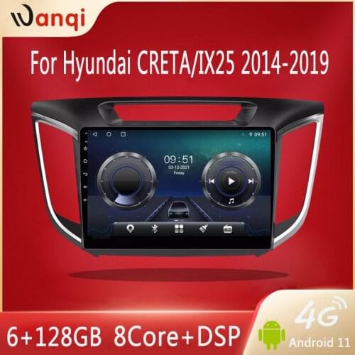 For Hyundai Creta Ix25 2014 2015 2016 2017 2018 2019 Android 10.0 6GB + 128GB DSP AHD multimedia navigation car radio NO DVD