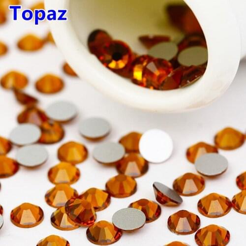 Good Quality ss3-ss34 Topaz Flat Back Nail Art Non Hotfix Glue On Rhinestones