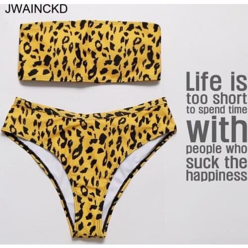 JWAINCKD Print Swimsuit 2018 Bikini Set Swimwear Women Bathing Suit Push Up Maillot Female Beachwear Bandage Sexy Leopard Style