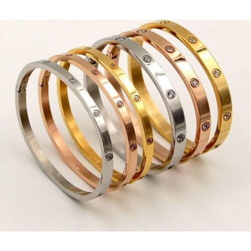 Beautiful Lovers Bracelets Woman Bracelets Stainless Steel Bangles and Bangles Cubic Zirconia Golden Woman Jewelry Gifts