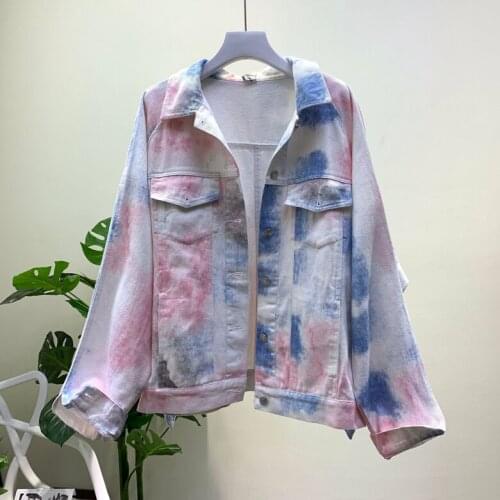 European Denim Jacket Spring Autumn 2020 New Loose Bat Sleeve Graffiti Long Sleeve Cowboy Girl Student Jean Coat Women and Men