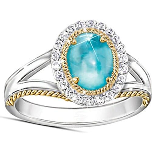 Milangirl Hot Sale Simple Geometric Oval Horse Eye Round White Zircon Crystal Female Ring Temperament Girl Engagement Jewelry