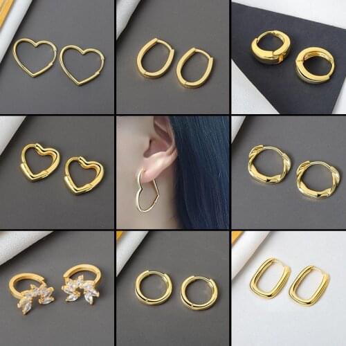 Trendy Cute Big Heart Hoop Earrings For Women Punk CZ Geometric Square Twist Round Endless Circle Earrings Crystal Jewelry