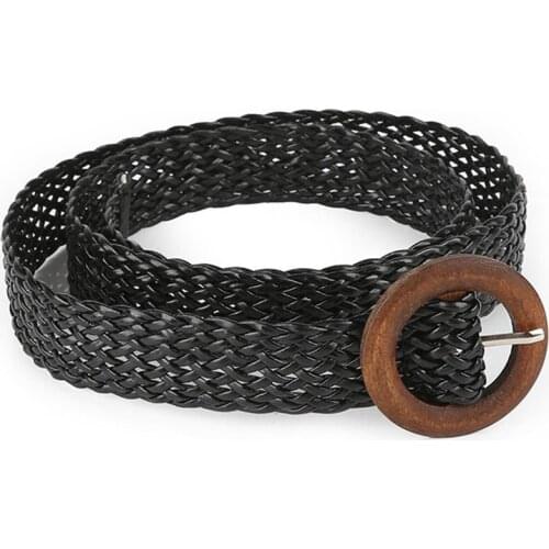 Fashion Women Braid Belt Female Hollow Breathable Linen Square Buckle Woven Braided Waist Belt For Pants Dress Ladies Strap