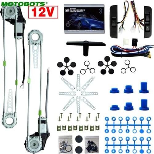 MOTOBOTS 1Set Car Auto Universal 3pcs/Set Switches and Harness + 2-Doors Electric Power Window Kits