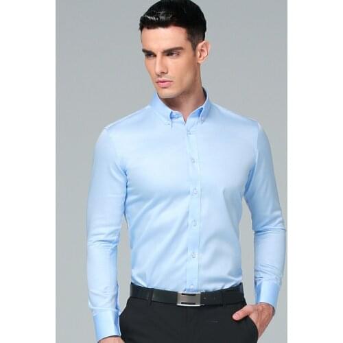 2021 Brand New Spring Long Sleeve Business Suits shirts Solid Color Regular Fit Shirt Business Mens Dress Shirt