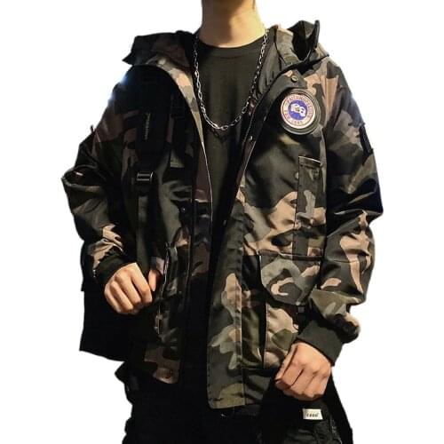 2021 mens coat new Korean camouflage loose BF hooded jacket fashion brand