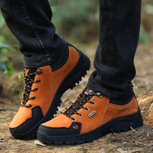 Orange Unisex Hiking Shoes Men Outdoor Sports Suede Trekking Mens Sneakers Non Slip Mountain Shoes For Men zapatos de hombre