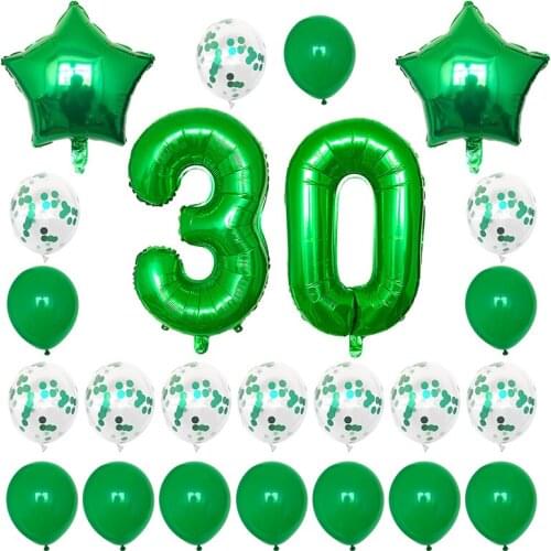 Birthday Party Balloon Set Foil Number Balloons Star Confetti Balloon 18 20 25 30 40th Birthday Party Decorations Latex Balloon