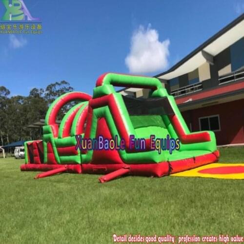 Customize Size Inflatables Green N Red Obstacle Course For Kids And Children
