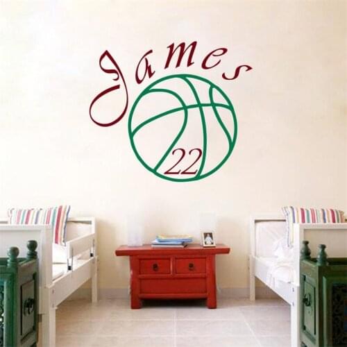 Custom name Wall Decal for Boy Baby Kids Emblem Club Home Decor Wall Decal Vinyl Sticker Sport Basketball Ball Game Team HY1546