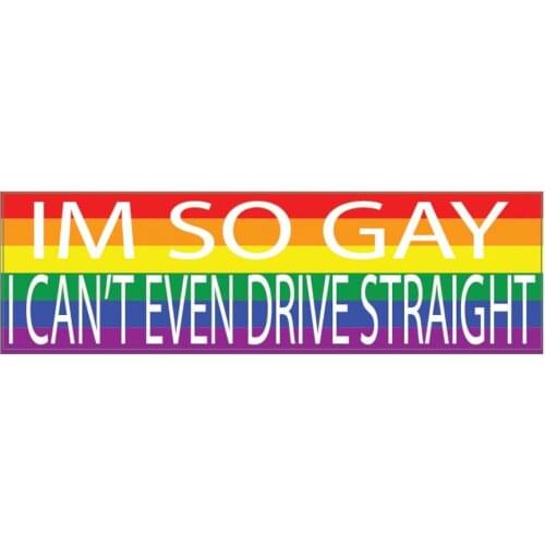 Rainbow Decal LGBT Funny Bumper Sticker Auto Car Decal Truck RV Boat Window I'M So Gay I Can't Even Drive Straight,10cm*3cm
