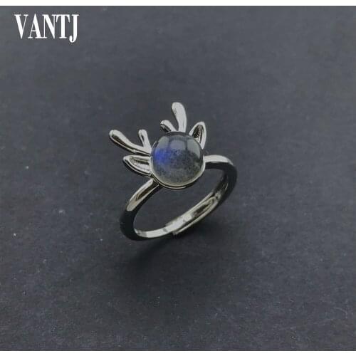 Real Natural Labradorite Ring Round Bead 7-8mm for Women Party Wedding Gift Wholesale