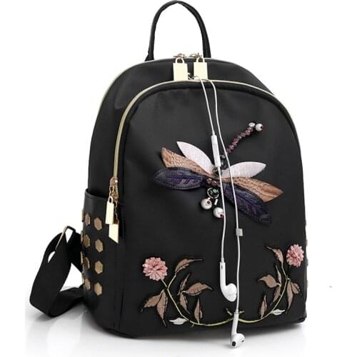 062618 new hot lady floral nylon backpack female casual travel bag