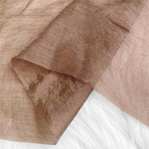 NEW23 High-class Solid Ligth Coffee Color Summer Ultra-thin Silk and Linen Fabric for Women’s Pajamas Shirt