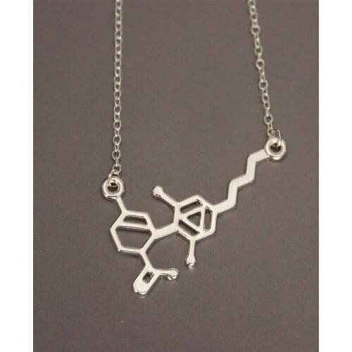 Wholesale10pc CBD Molecule Clavicle Necklaces Dainty Chemistry Element Pendants Gold Silver Color Female Science Jewelry