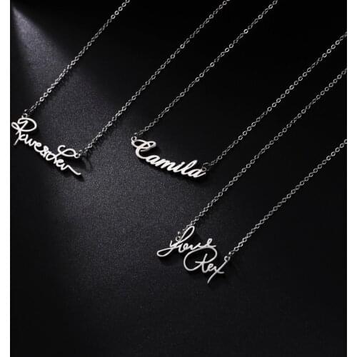 Sipuris Custom Handwritten Name Necklace Personalized Stainless Steel Name Necklace For Women Jewelry Gift Signature Necklace