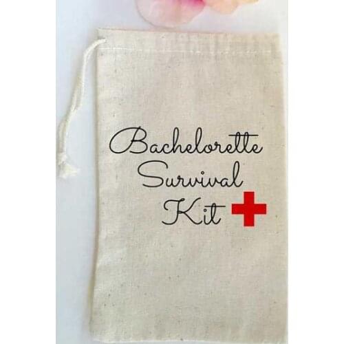 Personalized wedding Bachelorette Survival Hangover recovery Kit favor gift Muslin Bags bridal shower party Candy pouches