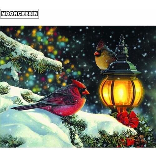 Full Square Diamond Embroidery Cross Stitch Birds Diamond Painting Christmas Snow 3D Mosaic Painting Rhinestones Decoration Home