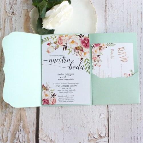 Rural invitation cards wedding birthday christmas greeting card custom glittery belly insert cards printing 50pcs