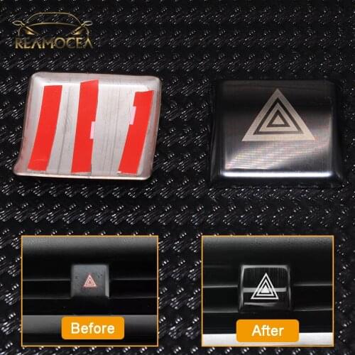 Reamocea Car Stainless Steel Emergency Light Switch Button Frame Cover Decorative Trim Indoor For Toyota Camry 2018