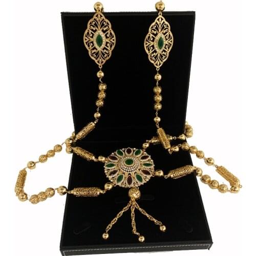 RLOPAY Fashion Boho Gold Color Moroccan Wedding Dress Chest Shoulder Link Chain for Women Caftan Ethnic Back Body Jewelry