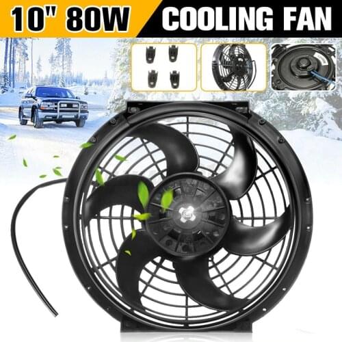 Universal 10 Inch Black Slim Fan Push Pull Electric Radiator Cooling 12V 80W Mount Kit