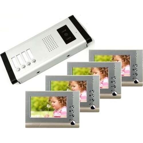 XinSiLu New Arrival High Definition 7" Wired Video Door Phone Intercom System for Multiply Layer Apartment One Camera+4 Monitors