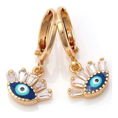 Evil Eye Shiny Zircon Earring Gold Color Earrings Bohemian Earring For Women Female Turkish Jewelry EY6188