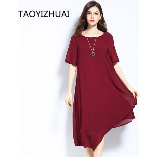 TAOYIZHUAI Summer New Arrival High Street Style Red and black color Asymmetrical elegant fashion party chiffon lady dress11502