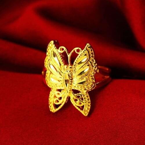 Butterfly Ring 24K Gold Plated Rings for Women Ethnic Women Party Birthday Anniversary Engagement Rings Fashion Jewelry Gift